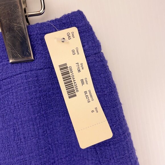 J. CREW NWT Cotton Tweed Fully Lined Pencil Fringe Hem Blue Purple Skirt Size 6 - Picture 8 of 11